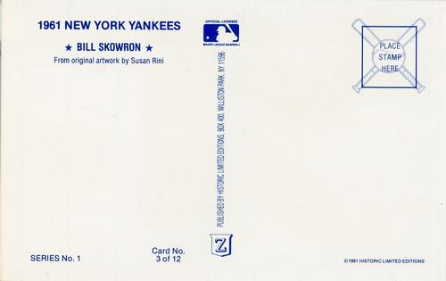1991 Historic Limited Editions 1961 New York Yankees (Series 1) #3 Bill Skowron Back