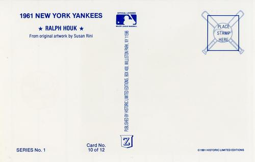 1991 Historic Limited Editions 1961 New York Yankees (Series 1) #10 Ralph Houk Back