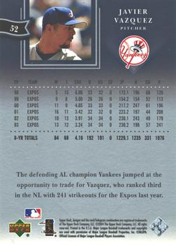2004 Upper Deck Diamond Collection All-Star Lineup - Silver Honors #52 Javier Vazquez Back