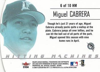 2004 Ultra - Hitting Machines Die Cut #6 HM Miguel Cabrera Back