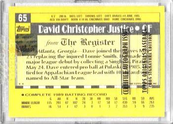 2004 Topps Originals Signature Edition #65 David Justice Back