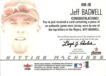 2004 Ultra - Hitting Machines Jerseys Silver #HM-JB Jeff Bagwell Back