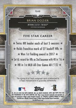 2018 Topps Five Star #FSA-BD Brian Dozier Back