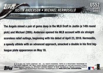 2018 Topps Update #US52 Justin Anderson / Michael Hermosillo Back