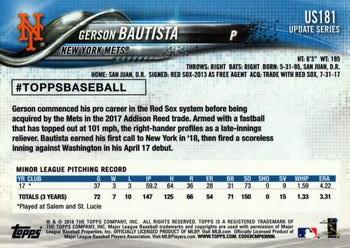 2018 Topps Update #US181 Gerson Bautista Back