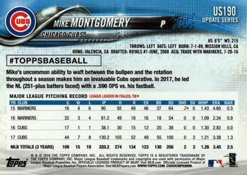 2018 Topps Update #US190 Mike Montgomery Back