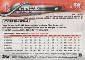 2018 Topps Update #US64 Ted Williams Back
