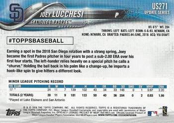 2018 Topps Update #US271 Joey Lucchesi Back