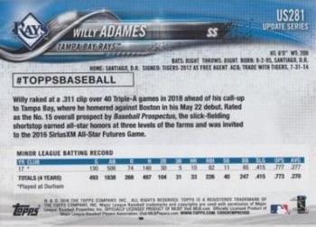 2018 Topps Update #US281 Willy Adames Back