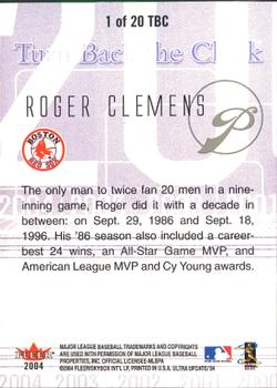2004 Ultra - Turn Back the Clock #1 TBC Roger Clemens Back