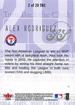 2004 Ultra - Turn Back the Clock #2 TBC Alex Rodriguez Back