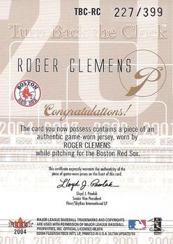 2004 Ultra - Turn Back the Clock Jerseys Copper #TBC-RC Roger Clemens Back