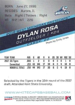2018 Choice West Michigan Whitecaps #22 Dylan Rosa Back