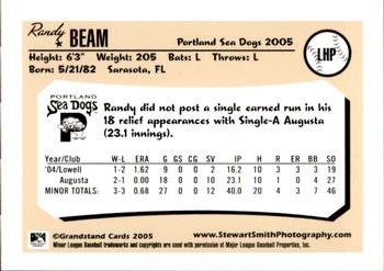2005 Grandstand Portland Sea Dogs Update #NNO Randy Beam Back