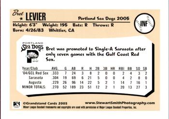 2005 Grandstand Portland Sea Dogs Update #NNO Bret Levier Back