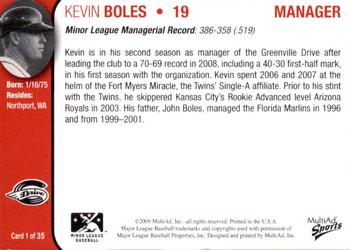 2009 MultiAd Greenville Drive #1 Kevin Boles Back