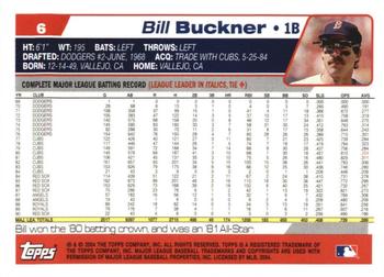 2004 Topps Retired Signature Edition #6 Bill Buckner Back