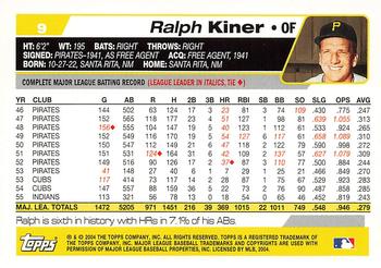 2004 Topps Retired Signature Edition #9 Ralph Kiner Back