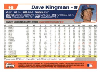 2004 Topps Retired Signature Edition #16 Dave Kingman Back