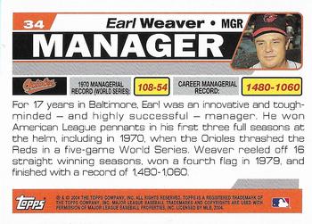 2004 Topps Retired Signature Edition #34 Earl Weaver Back