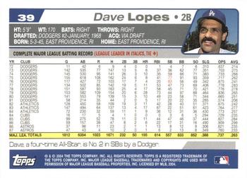 2004 Topps Retired Signature Edition #39 Dave Lopes Back