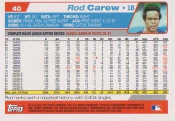 2004 Topps Retired Signature Edition #40 Rod Carew Back