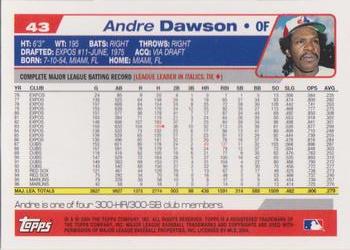 2004 Topps Retired Signature Edition #43 Andre Dawson Back