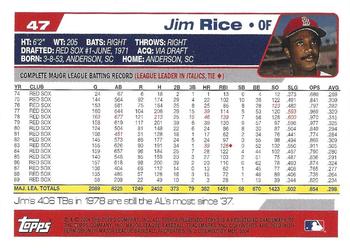 2004 Topps Retired Signature Edition #47 Jim Rice Back