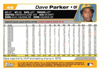 2004 Topps Retired Signature Edition #49 Dave Parker Back