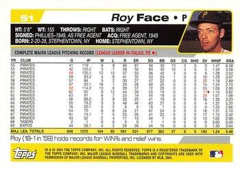 2004 Topps Retired Signature Edition #51 Roy Face Back