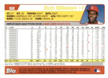 2004 Topps Retired Signature Edition #52 Bob Gibson Back