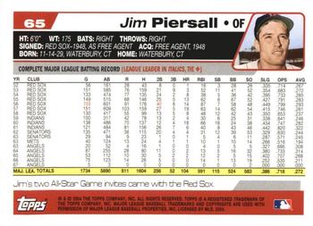 2004 Topps Retired Signature Edition #65 Jim Piersall Back