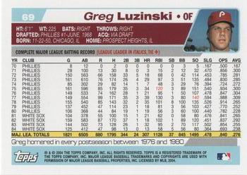 2004 Topps Retired Signature Edition #69 Greg Luzinski Back
