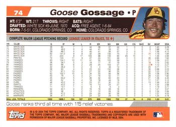 2004 Topps Retired Signature Edition #74 Goose Gossage Back
