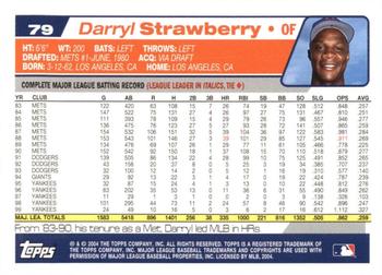 2004 Topps Retired Signature Edition #79 Darryl Strawberry Back