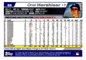2004 Topps Retired Signature Edition #86 Orel Hershiser Back
