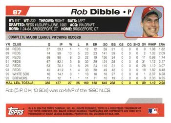 2004 Topps Retired Signature Edition #87 Rob Dibble Back