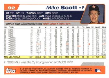 2004 Topps Retired Signature Edition #92 Mike Scott Back