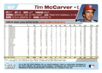 2004 Topps Retired Signature Edition #97 Tim McCarver Back