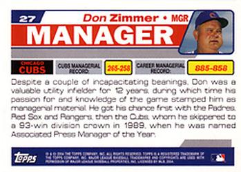 2004 Topps Retired Signature Edition #27 Don Zimmer Back