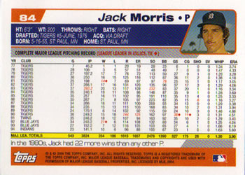 2004 Topps Retired Signature Edition #84 Jack Morris Back