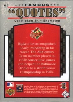 2004 Upper Deck - Famous Quotes #Q-5 Cal Ripken Jr. Back
