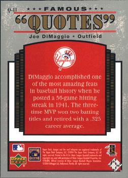 2004 Upper Deck - Famous Quotes #Q-11 Joe DiMaggio Back