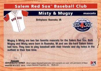 2010 Grandstand Salem Red Sox #NNO Misty / Mugsy Back