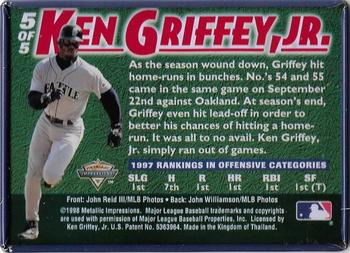 1998 Metallic Impressions Ken Griffey, Jr. 5 Card Tin #5 Ken Griffey Jr. Back