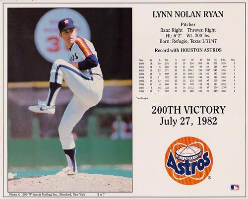 1990 TV Sports Mailbag Nolan Ryan #3 Nolan Ryan Front