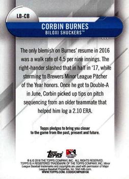 2018 Topps Pro Debut - MiLB Leaps and Bounds #LB-CB Corbin Burnes Back