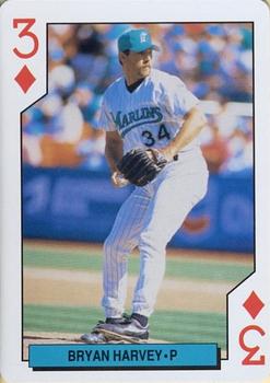1993 Bicycle Florida Marlins Playing Cards #3♦ Bryan Harvey Front
