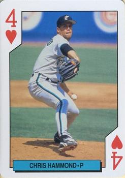 1993 Bicycle Florida Marlins Playing Cards #4♥ Chris Hammond Front