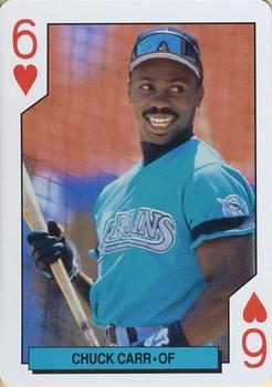 1993 Bicycle Florida Marlins Playing Cards #6♥ Chuck Carr Front